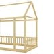 preview thumbnail 13 of 11, Twin Size Floor Wooden House Bed with House Roof Frame and Safety Guardrails