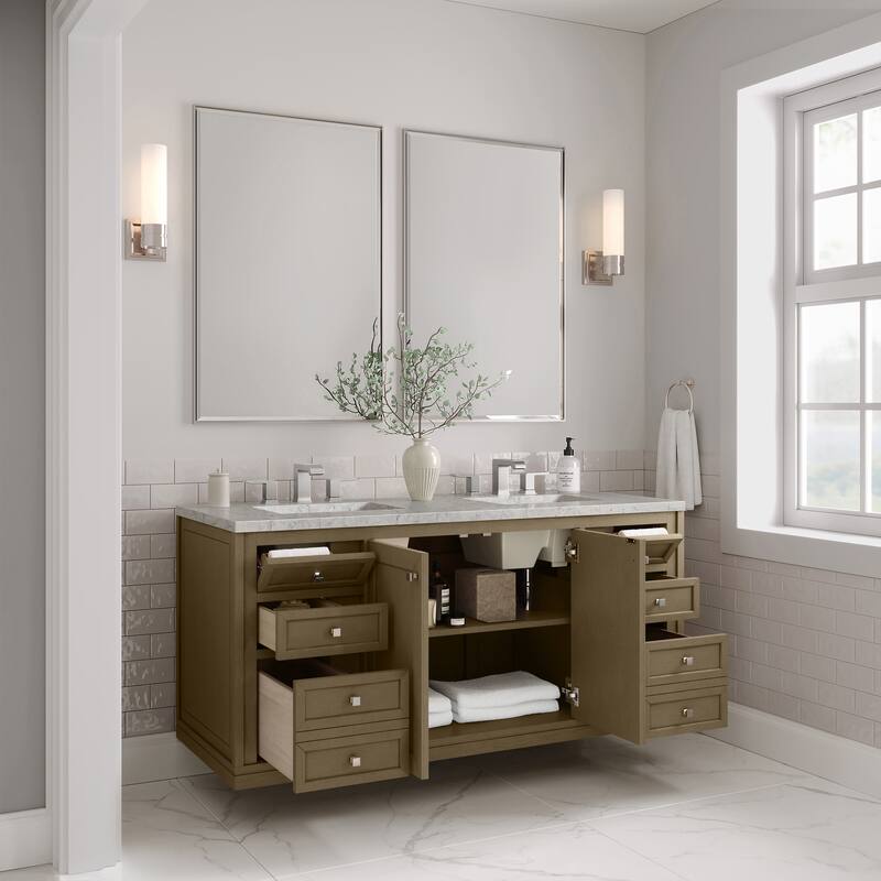 Chicago 60" Double Vanity, Walnut Whisper