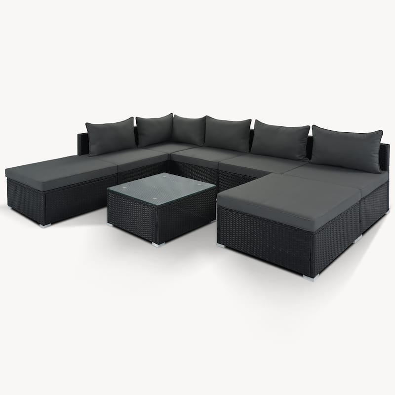 8-Pieces Patio Conversation Sofa Set with Table