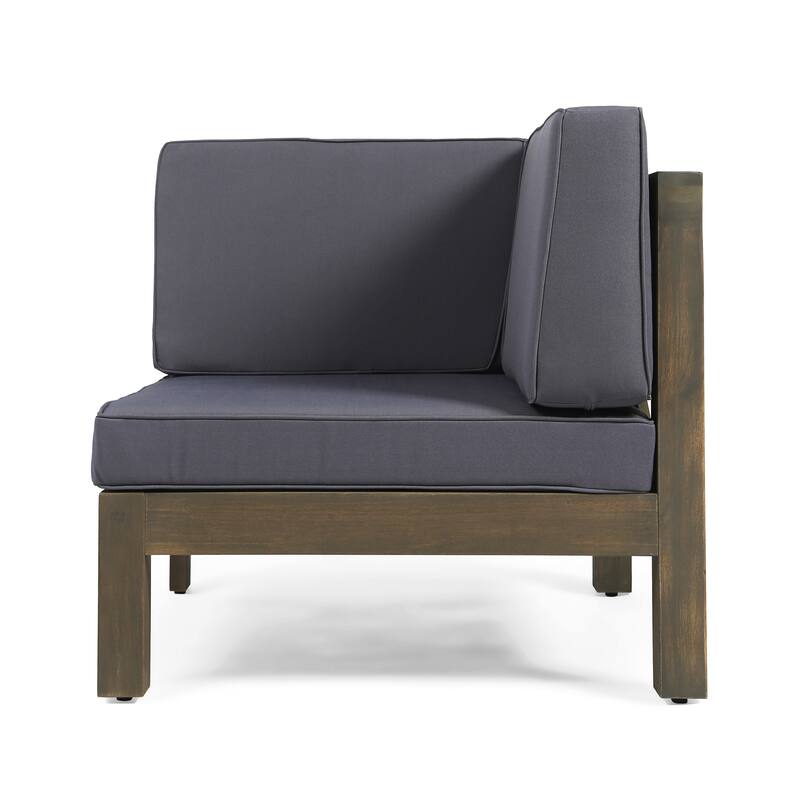 Roomfitters Outdoor X-Back Loveseat with Acacia Wood Frame and Weather-Resistant Cushions