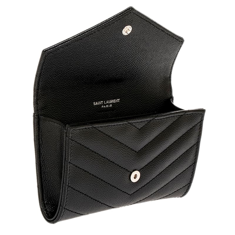 Saint Laurent Cassandre Small Envelope Wallet in Grain de Poudre Leather