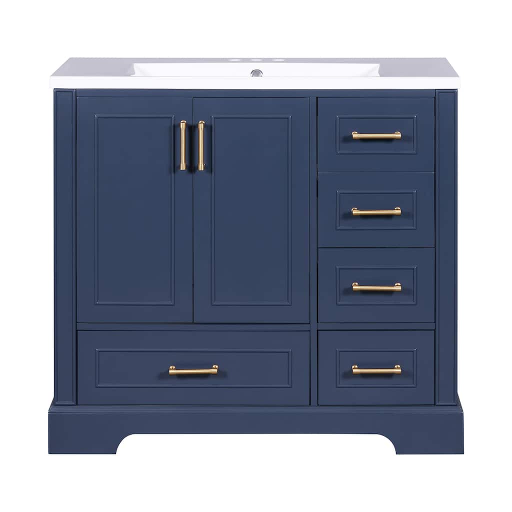 36 inch MDF Freestanding Bathroom Vanity Set with Integrated Ceramic Sink - 36" x 18" x 34"