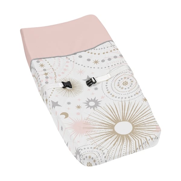 slide 2 of 6, Sweet Jojo Designs Changing Pad Cover for the Pink and Gold Celestial Collection