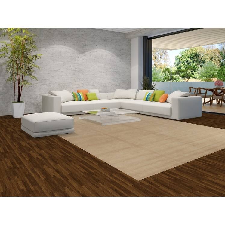 Hand Knotted Oriental 100% Wool Carpet Modern Solid Beige & Ivories Gabbeh Area Rug - 13' 9'' X 9' 11''