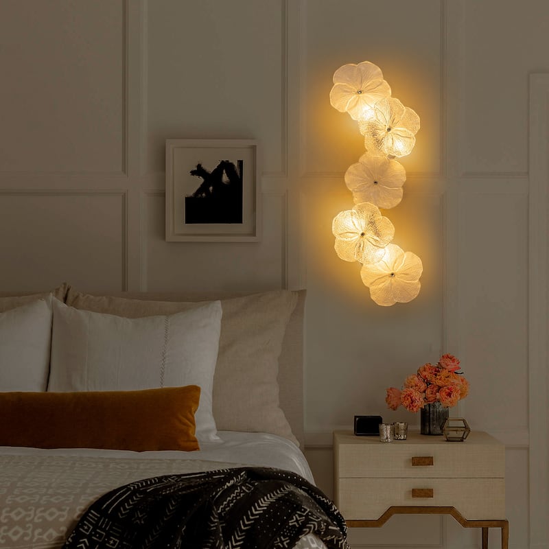 Modern Elegant Clear and Frosted Bubble Glass Flower Petal Wall Sconce