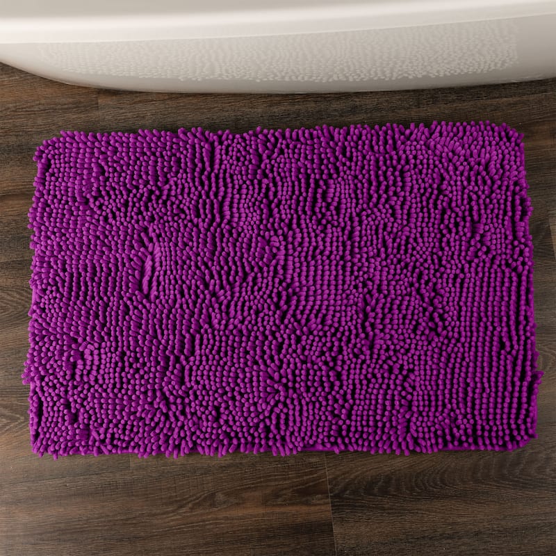 Bathroom Rugs - 2-Piece Memory Foam Bathroom Set with Chenille Shag Top and Non-Slip Base by Windsor Home