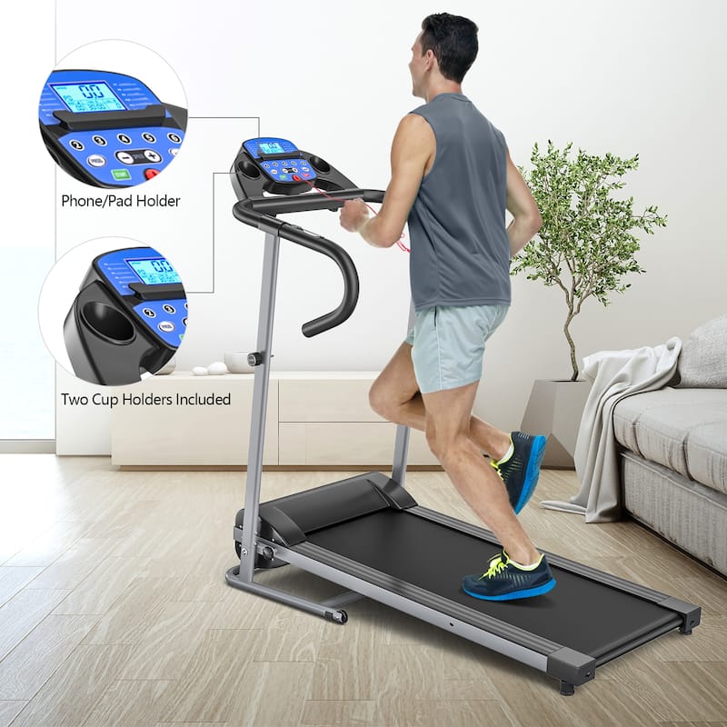 Goplus 1100W Folding Treadmill Electric Support Motorized Power