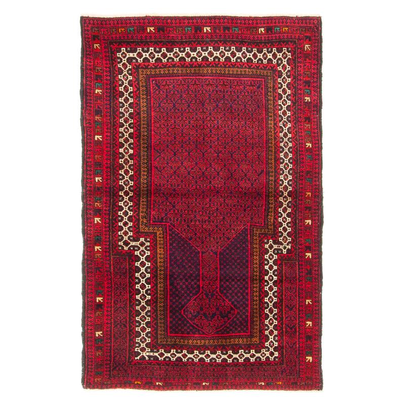 ECARPETGALLERY Hand-knotted Teimani Red Wool Rug - 3'1 x 4'11