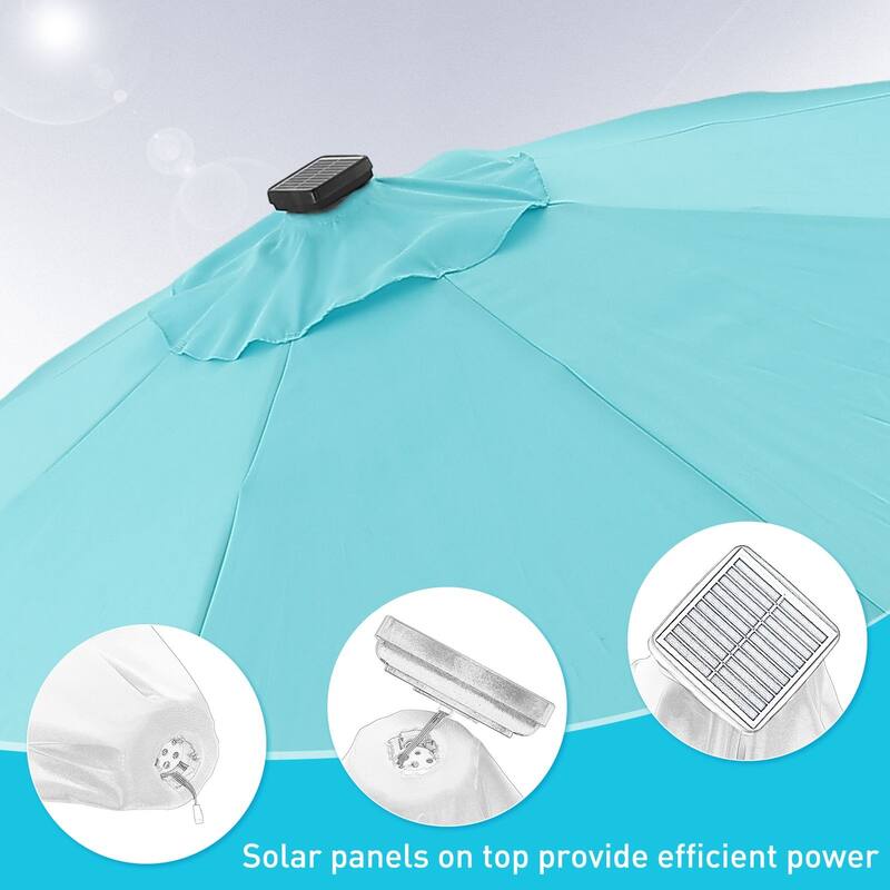 Autlaycil 10ft Solar LED lights Outdoor Patio Umbrella With Base