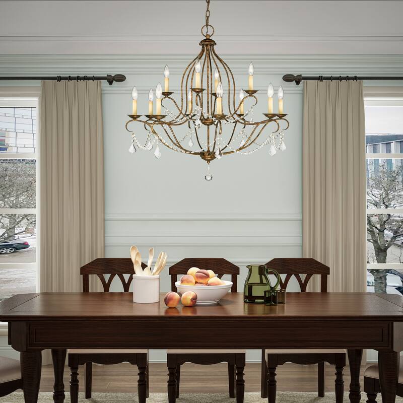 Livex Lighting Chesterfield 12 Light 2 Tier Chandelier with Crystal