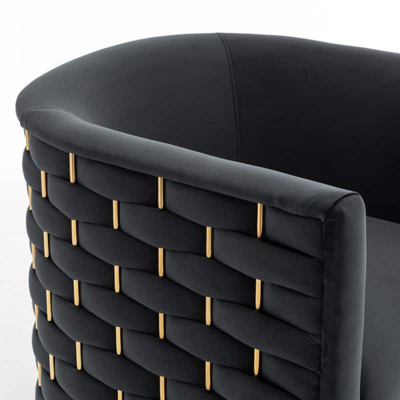 Modern Glam Velvet Upholstered 360 Degree Swivel Barrel Chair