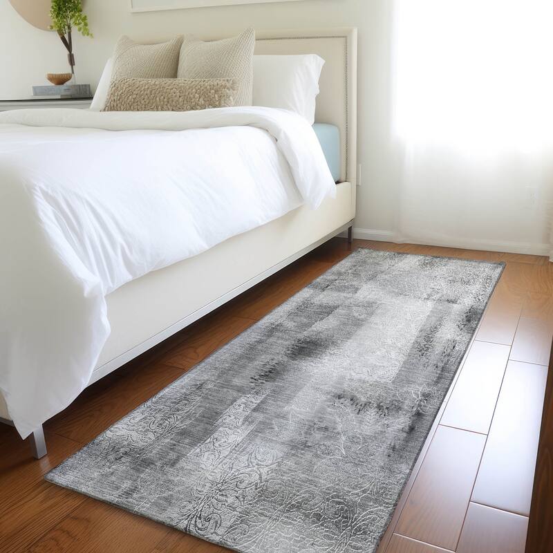 Machine Washable Indoor/ Outdoor Modern Imprints Chantille Rug