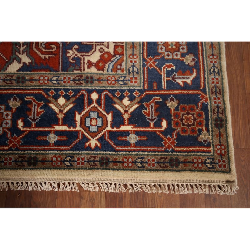 Geometric Heriz Serapi Oriental Area Rug Hand-Knotted Wool Carpet - 7'11"x 9'6"