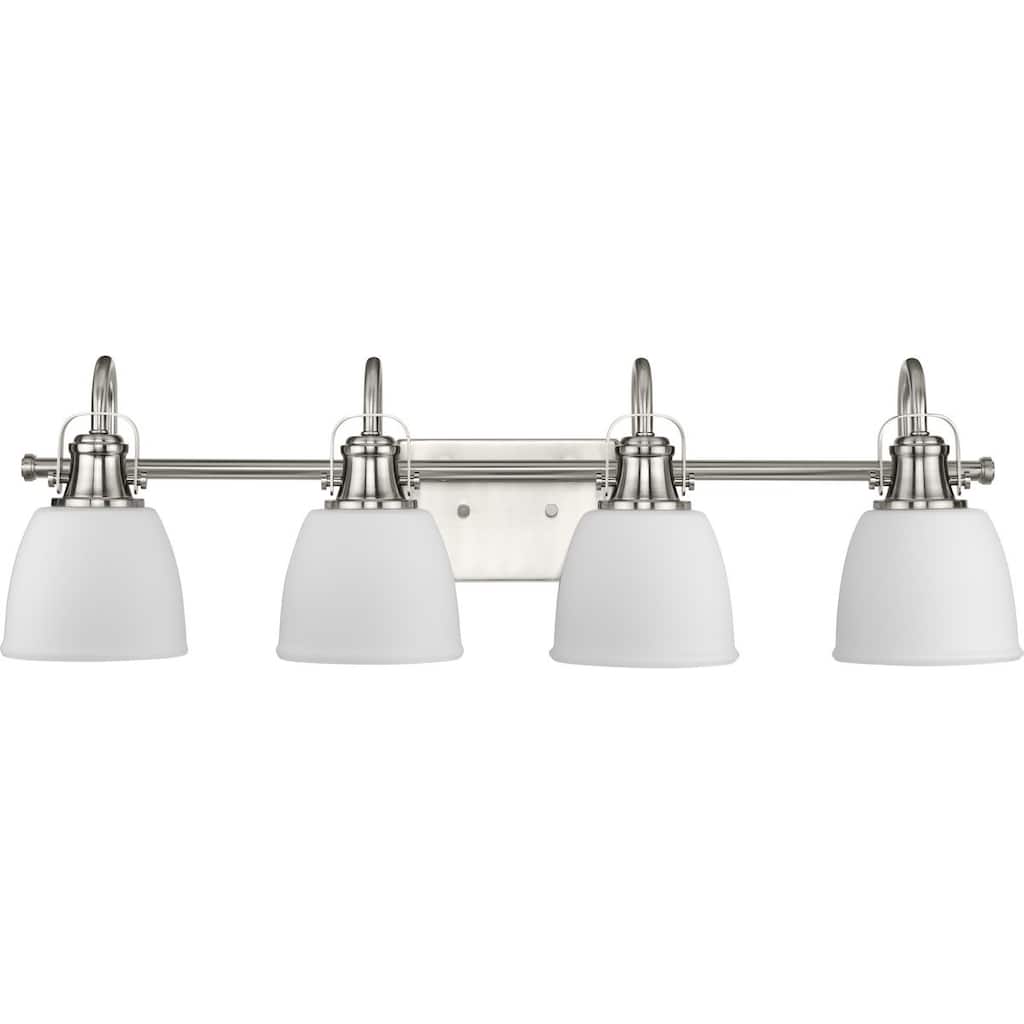 Preston Collection Four-Light Brushed Nickel Coastal Bath and Vanity Light - 30.5 in x 7.37 in x 9 in