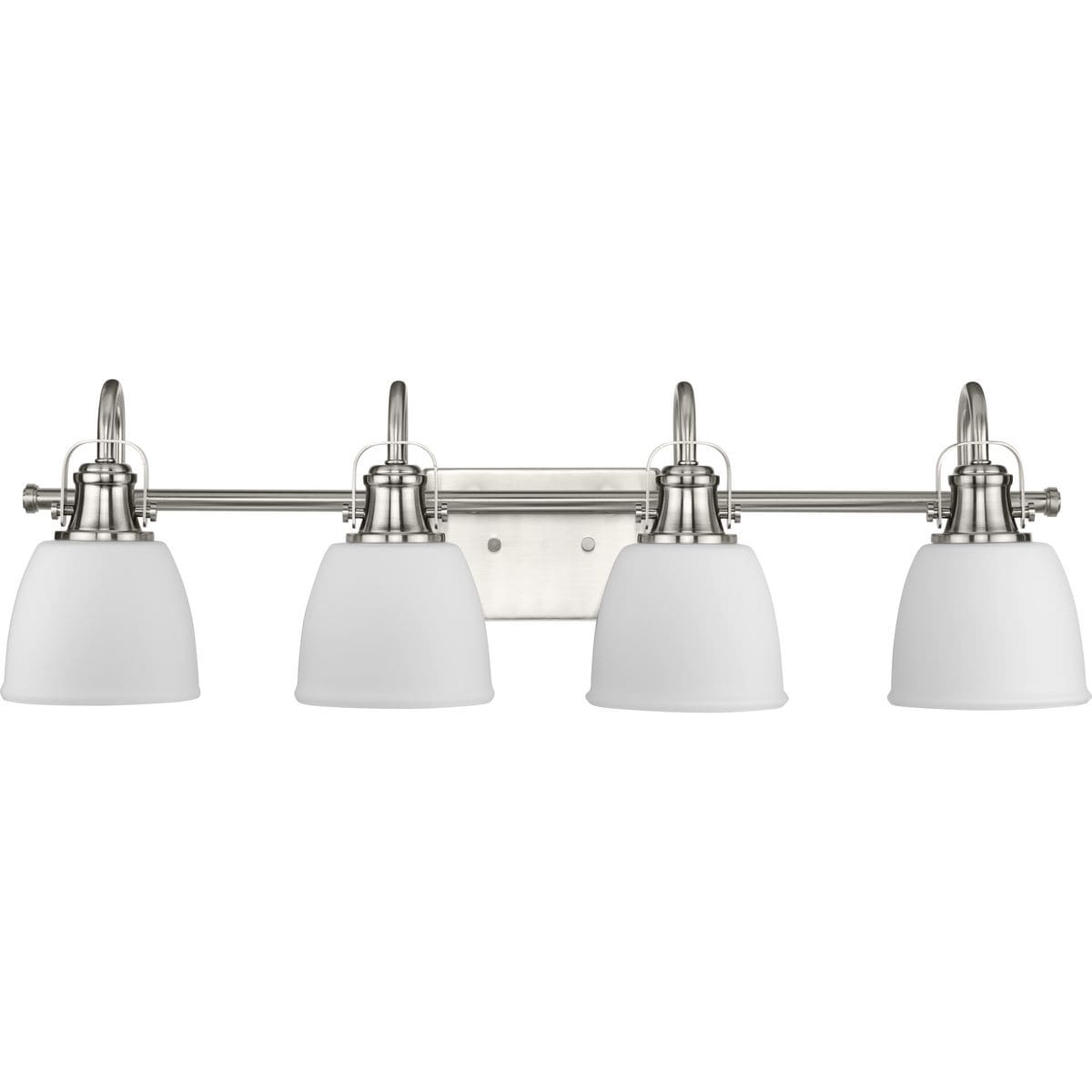 Progress Lighting Preston Collection Four-Light Brushed Nickel Coastal Bath and Vanity Light - 30.5 in x 7.37 in x 9 in