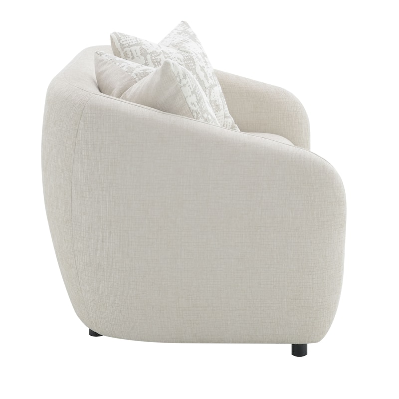 Beige Linen Loveseat W/3 Pillows