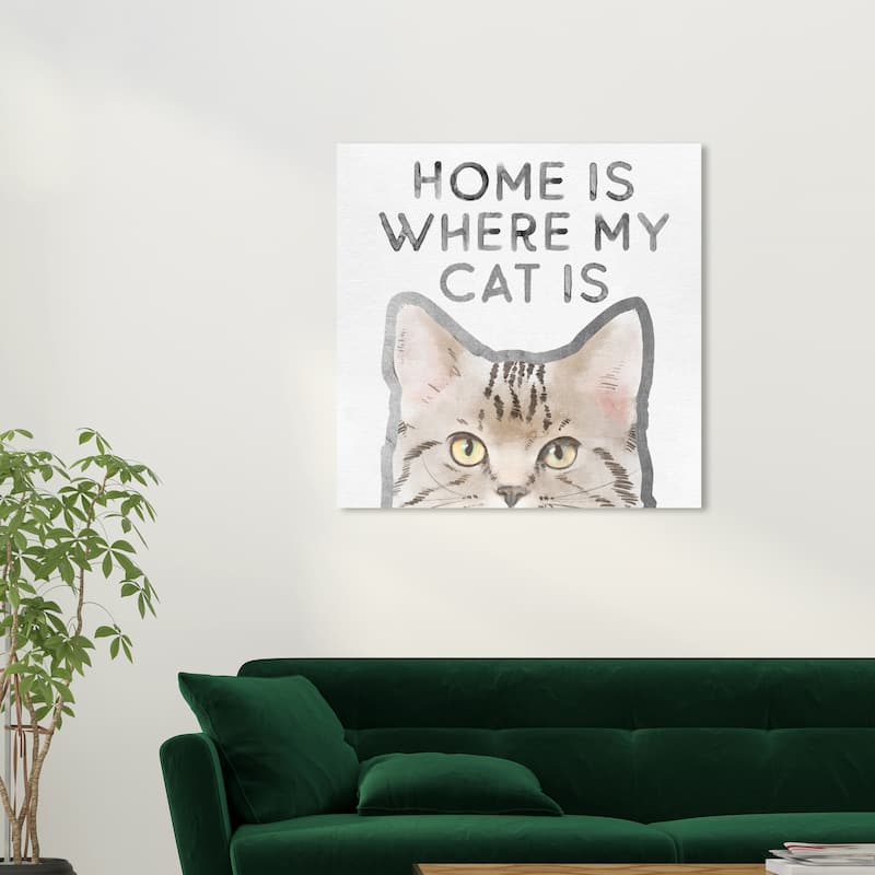 Wynwood Studio Canvas Animals Where My Cat Is Brown and Tan Modern & Contemporary Wall Art Canvas Print - 30 x 30