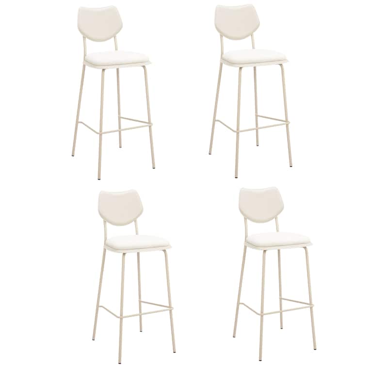 HomeRoots Set of Four 30" Light Gray Fabric Faux Leather and Steel Bar Height Bar Chairs