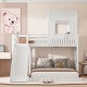 preview thumbnail 1 of 44, Playhouse Inspired Twin over Full Bunk Bed with Playhouse, Slide & Ladder White