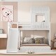 preview thumbnail 1 of 13, Playhouse Twin Over Full Wooden Bunk Bed, Farmhouse Safety Guardrail Bed with Ladder and Slide White