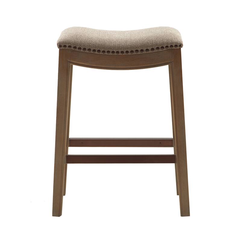 Roomfitters Backless Counter Stool, Italian Inspired 27-Inch Bar Stool with Nailhead Trim and Metal Kickplate