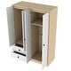 preview thumbnail 11 of 10, Wooden Bedroom Wardrobe with Hanging Rods & Drawers, 4-Door Armoire Closet Storage Cabinet for Home Organization, White+Natural