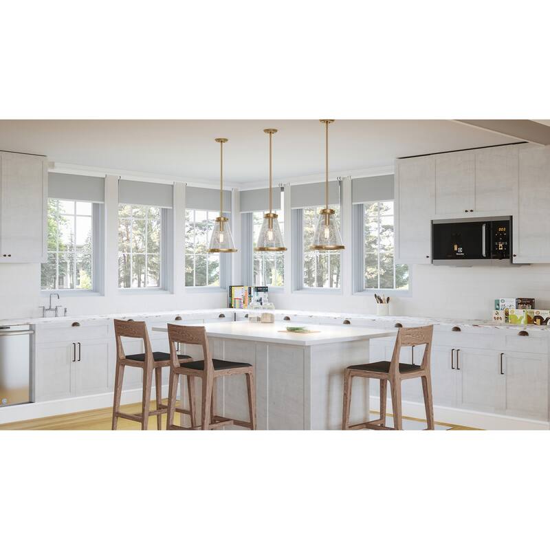 Quoizel Bristol 1-Light Industrial Mini Pendant with Seeded Glass