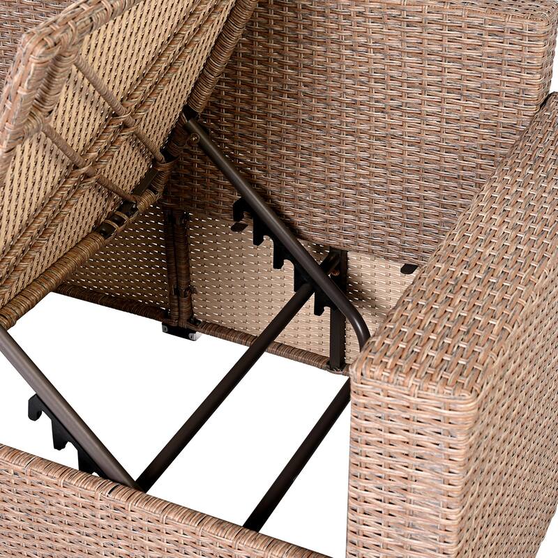 6-Piece All-Weather Outdoor PE Rattan Sofa Set - Patio Wicker Sectional with Storage Box, Removable Covers & Table