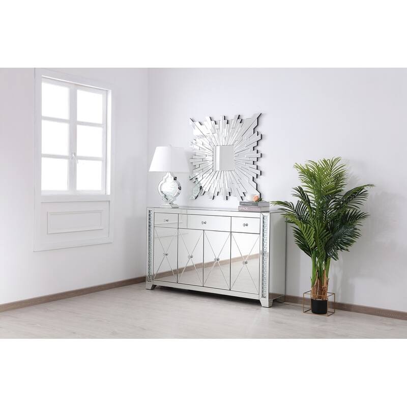 60 in clear crystal mirrored credenza