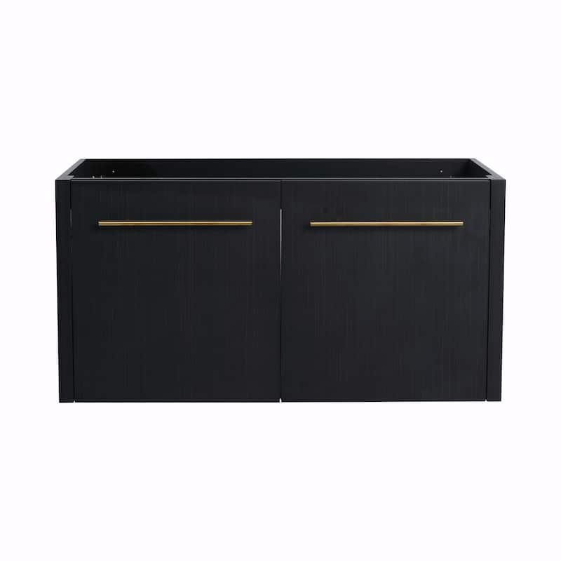 Wall-Mounted Bathroom Vanity with Thick-Edged Resin Basin Sink - without sink - 36'' Black