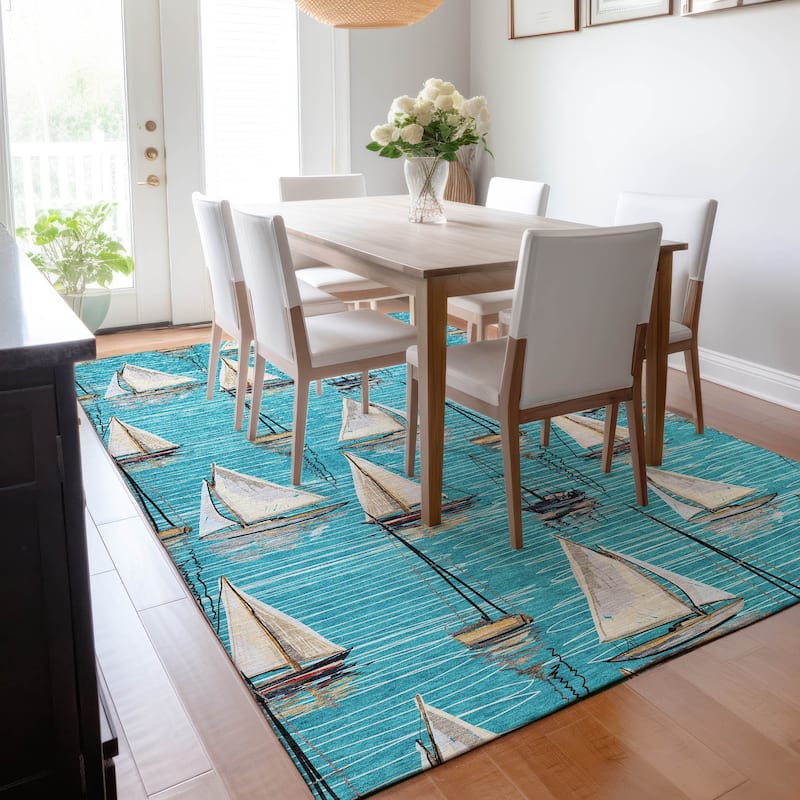 Premium Washable Super Soft Sailboat Marina Mayfield Rug