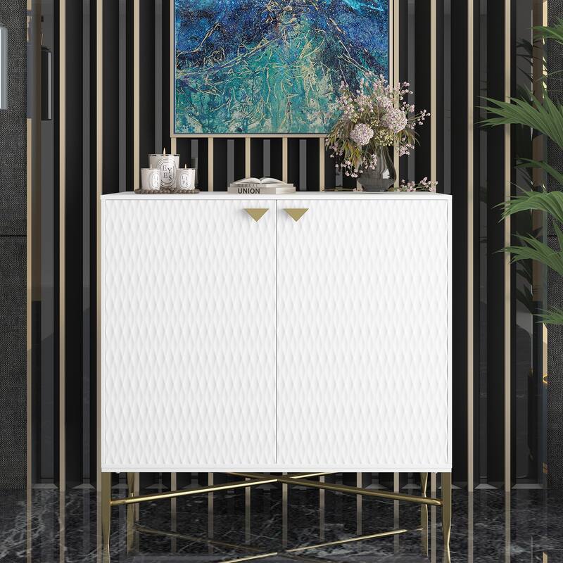 Clihome 31.5-Inch 2 Door Sideboard Locker Media Storage Cabinet/Buffet - White