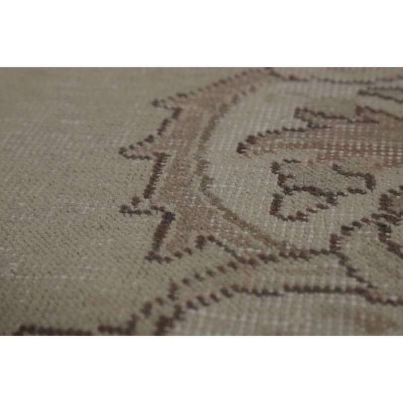 Tabriz Persian Vintage Rug Hand-Knotted Beige Oriental Wool Carpet - 8'2" x 11'2"