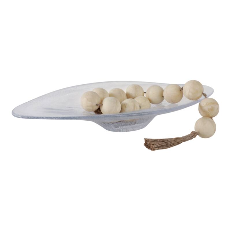 Glass Bowl Textured Handcrafted Finish Decorative Use - 3" Clear - 24" x 14" x 3"