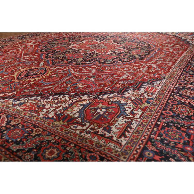 Hand Knotted Oriental 100% Wool Carpet Traditional Medallion Red Heriz (serapi) Area Rug - 15' 0'' X 11' 8''