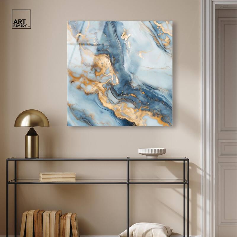 Golden Cloud Marble Acrylic by Art Remedy, Ready to Hang