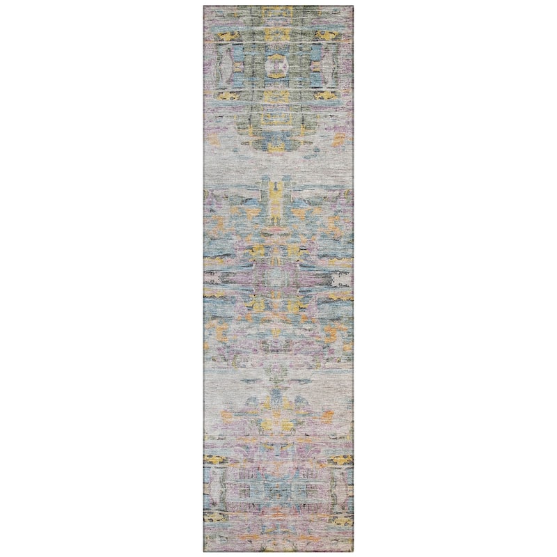 Machine Washable Indoor/ Outdoor Abstract Modern Chantille Rug