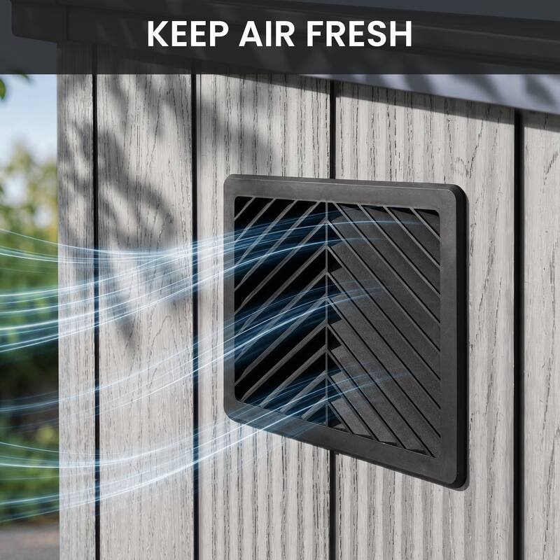 All-Weather Outdoor Storage Shed Waterproof Resin Garden Shed with Floor, Lockable Doors, Skylight for Lawn Tools & Bikes