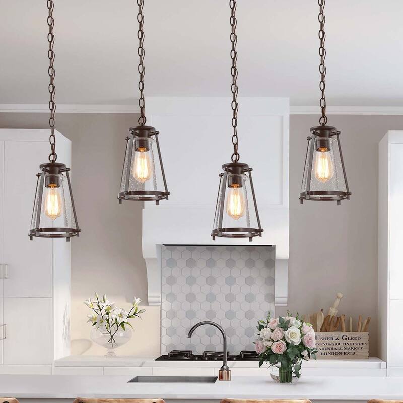 Modern 1-Light Glass Pendant Lights for Kitchen Island Dining Room - W 7.5"x H 11" - W 7.5"x H 11"