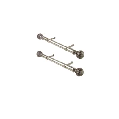 Steel Curtain Rod Set - 18 Inch Rods with Resin Finials - Satin Nickel Finish - Set of 2 - M