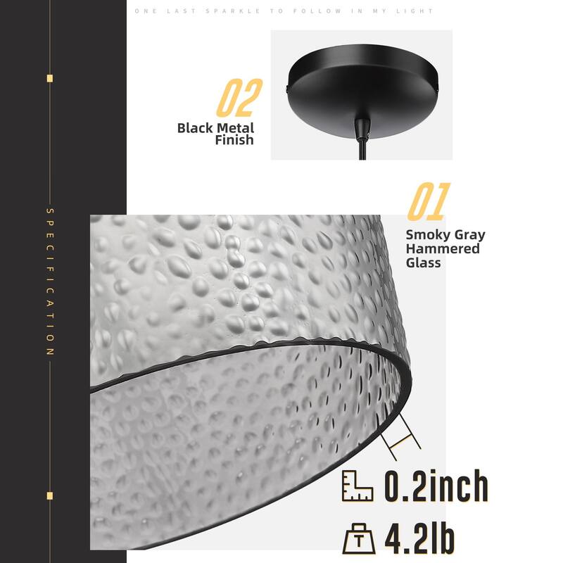 1-Light Hammered Glass Pendant Light