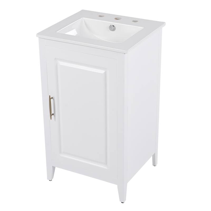 20.3" Bathroom Vanity with Sink, Drawer, Door Shelf, Soft-Closing Door