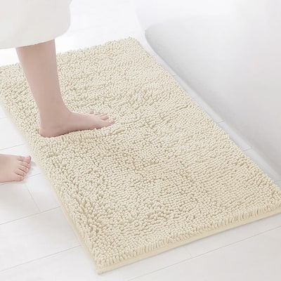 35"x24" - Cream Soft Cozy Plush Chenille Bath Mat Bathroom Rug