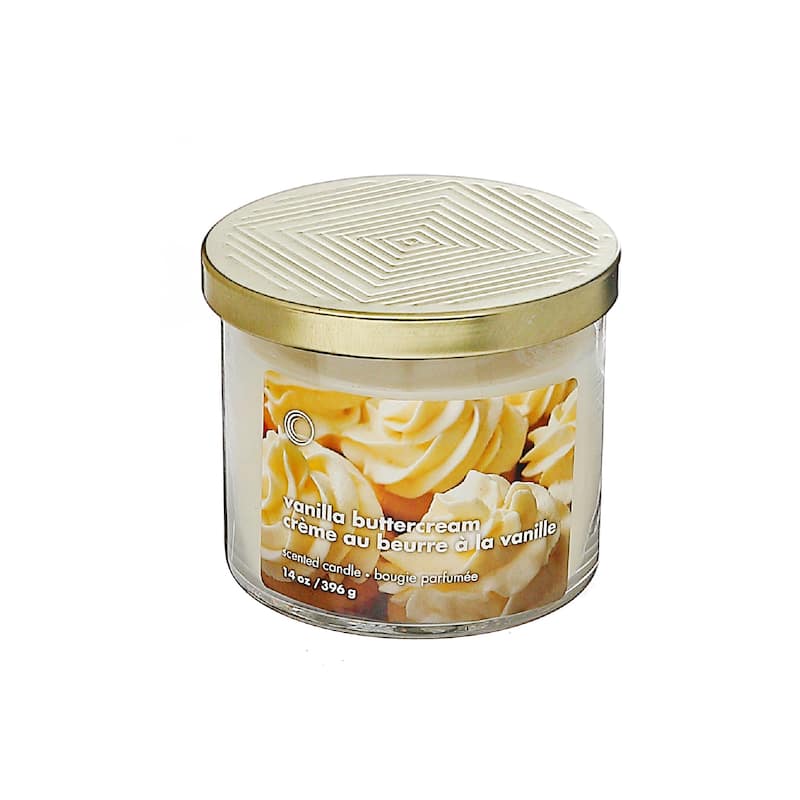 IH Casa Decor 14 Oz 3 Wick Jar Candle With Lid Vanilla Buttercream - Set of 2 - Beige