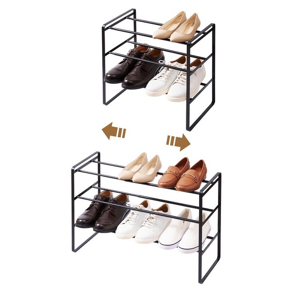 Yamazaki Home 3-Tier Expandable Shoe Rack, Steel, Expandable - L