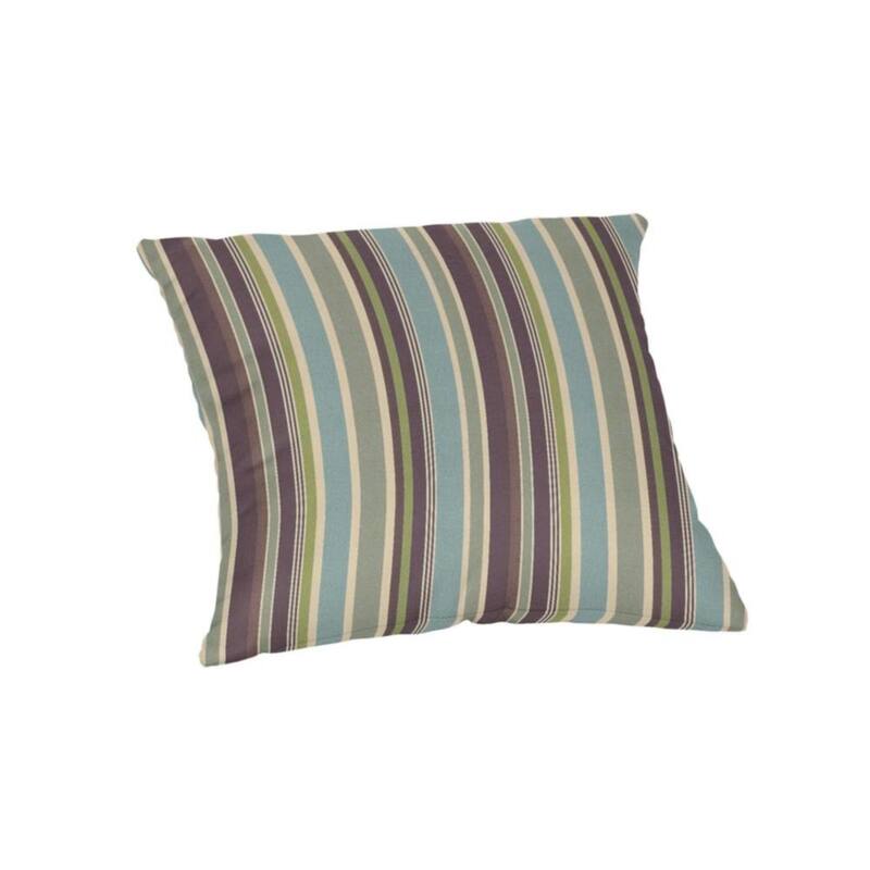 Sunbrella Stripe Fabric 1-Piece Indoor/Outdoor Square Throw Pillow, 18"W x 18"L - Brannon Whisper