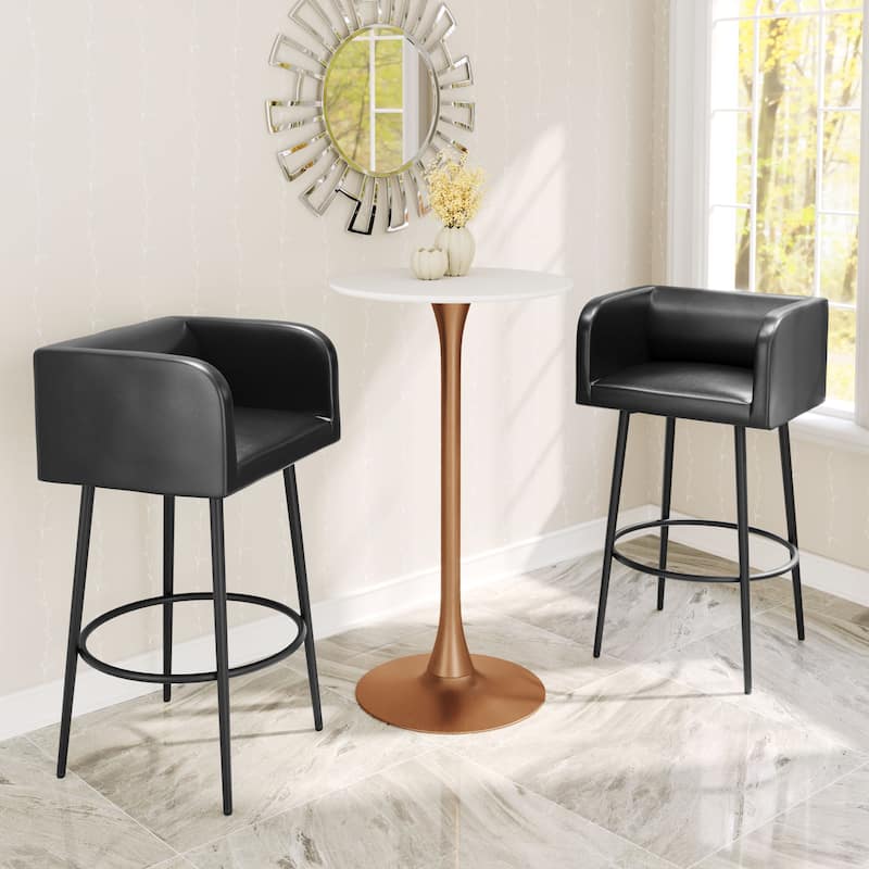 Auray Bar Table White & Gold - White/Gold
