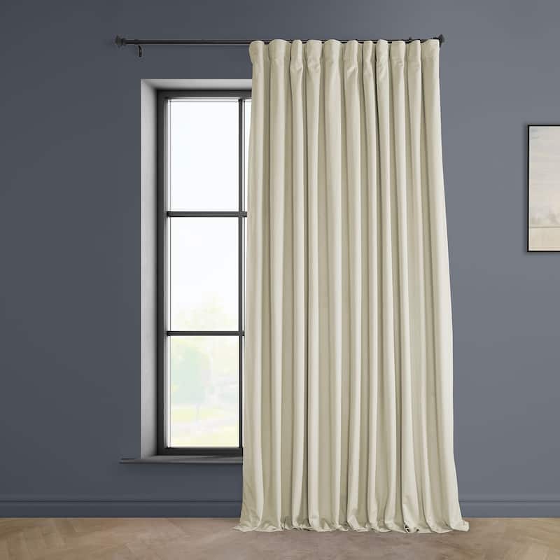 Exclusive Fabrics Extra Wide Heritage Plush Velvet Room Darkening Curtain (1 Panel) - 100 X 84 - Au Lait Creme