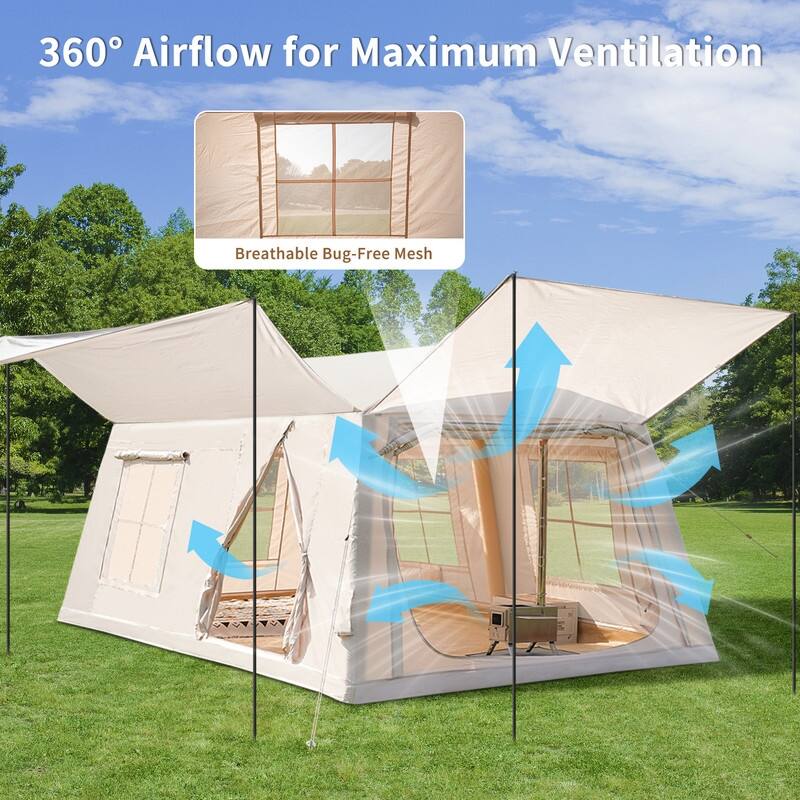 8-10 Person Inflatable Camping Tent with Oversized Awning, Easy Setup