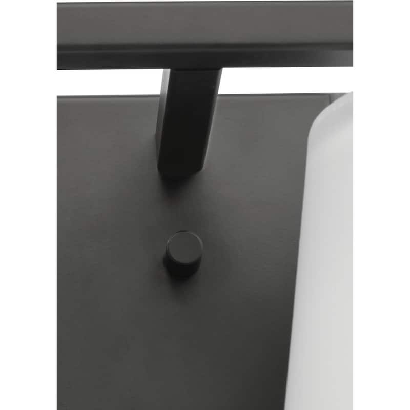 Vertex Collection Two-Light Matte Black Etched White Glass Contemporary Bath Light - 12.87 in x 6.25 in x 7.5 in